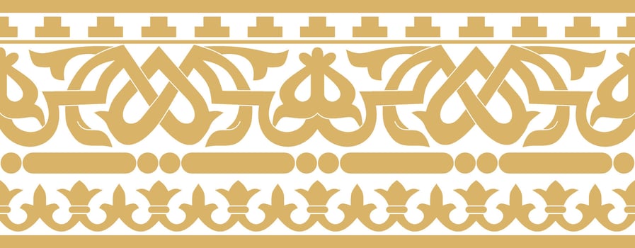 Vector gold seamless classic byzantine ornament. Endless border, Ancient Greece, Eastern Roman Empire frame. Decoration of the Russian Orthodox Church