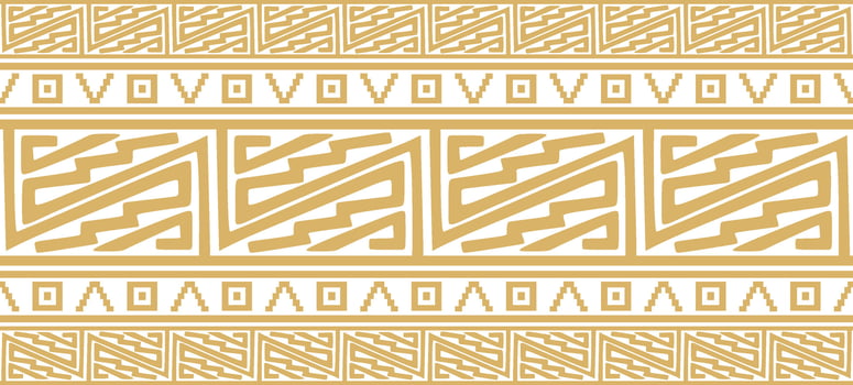 Vector seamless golden border ornament. Native American tribes framework