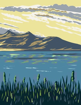 The Great Salt Lake Utah USA WPA Art Poster vector