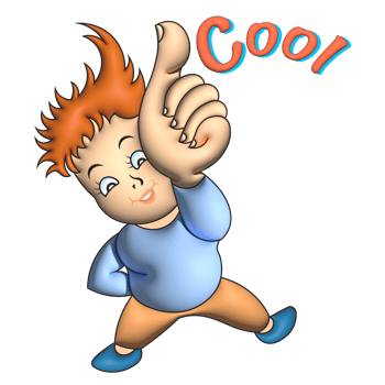 Boy cartoon thumb up with glossy cool png