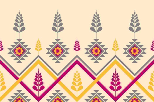 Geometric ethnic flower seamless pattern traditional. American, mexican style. Aztec ornament print. vector