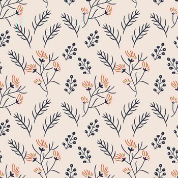 Seamless pattern. Simple flat modern drawing. Floral texture collection for textile and fashion design. Spring botanical print. vector