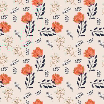 Seamless pattern. Simple flat modern drawing. Floral texture collection for textile and fashion design. Spring botanical print. vector