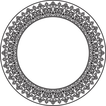 Vector monochrome round oriental ornament. Arabic patterned circle of Iran, Iraq, Turkey, Syria. Persian frame, border. For sandblasting, laser and plotter cutting.
