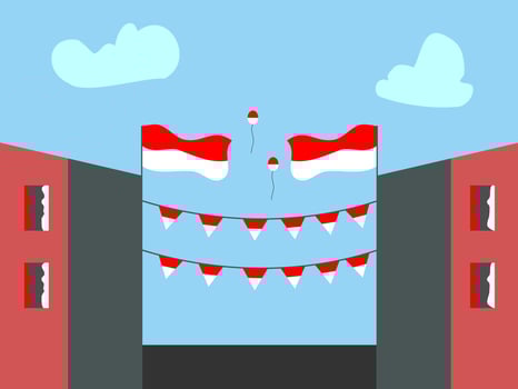 Indonesian independence day flat design vector