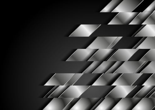 Dark abstract technology background with metallic shapes vector