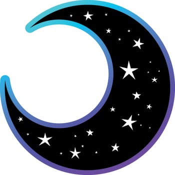 Celestial crescent with stars vector