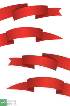 Set of red horizontal ribbons banners. You can add titles, complementary decorations, festival celebration, party concept. Vector illustration isolated on white background. EPS 10.