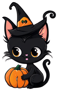 Cute Halloween Cat Sticker Design png