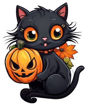 Cute Halloween Cat Sticker Design png