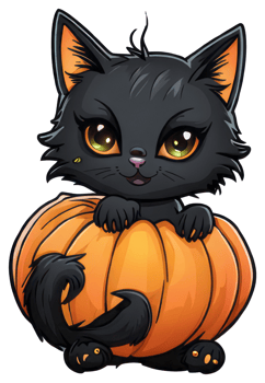 Cute Halloween Cat Sticker Design png