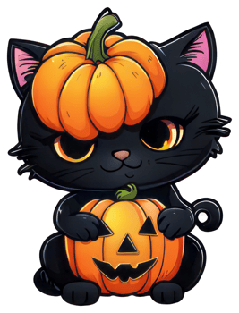 Cute Halloween Cat Sticker Design png