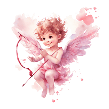 AI Generative Watercolor pastel Cupid love pink tone png