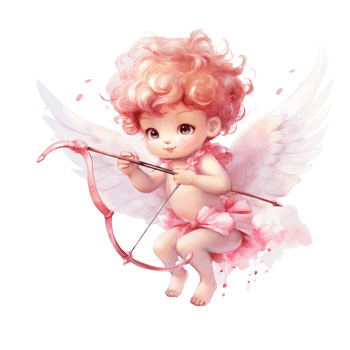 AI Generative Watercolor pastel Cupid love pink tone png