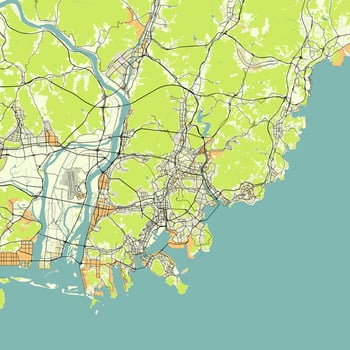 Vector city map of Busan, South Korea