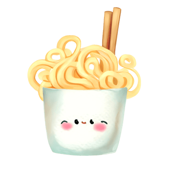 Watercolor Homemade delicious cute noodle in white bowl cartoon for food illustration png