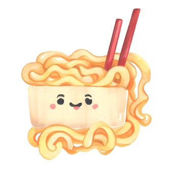 Watercolor Homemade delicious cute noodle in white bowl cartoon for food illustration png