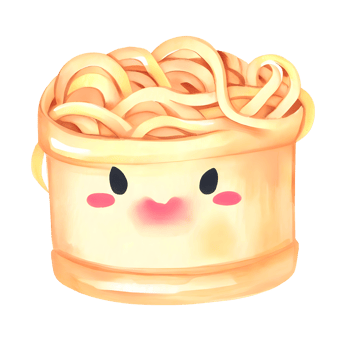 Watercolor Homemade delicious cute noodle in white bowl cartoon for food illustration png