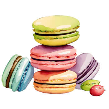 Watercolor fresh sweet colorful Macarons cream. Homemade bakery with dessert and food illustration png