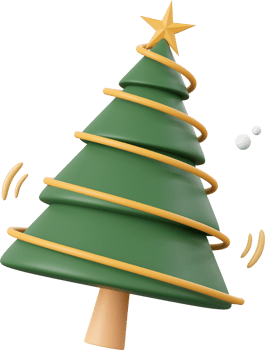 Christmas tree with decorations, Christmas theme elements 3d illustration png