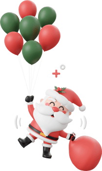 Christmas Santa Claus with balloon, Christmas theme elements 3d illustration png