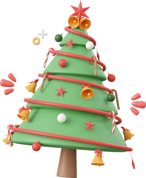 Christmas tree with decorations, Christmas theme elements 3d illustration png