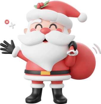 Cute Christmas Santa Claus, Christmas theme elements 3d illustration png