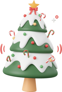 Christmas tree, Christmas theme elements 3d illustration png
