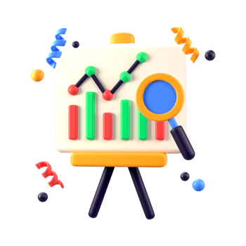 3D Analytics icon in transparent PNG