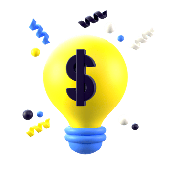 Idea icon or light bulb in 3d transparent png