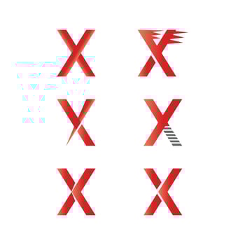 set of modern X letter icons isolated on white background vector