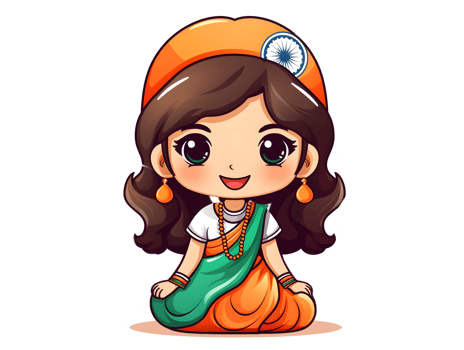 an indian kid in a green and orange outfit 15th august Independence day ai generative tri colour stickers png