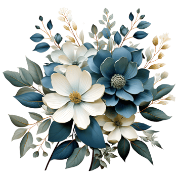 Watercolor Blooming floral set with leaves and flowers branch illustration png