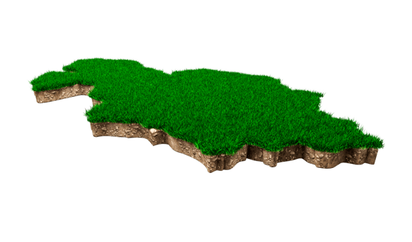 Kazakhstan Map soil land geology cross section with green grass and Rock ground texture 3d illustration png