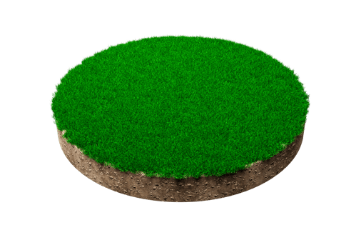 Grass circle isolated 3D Illustration round soil ground cross section with earth land and green grass png