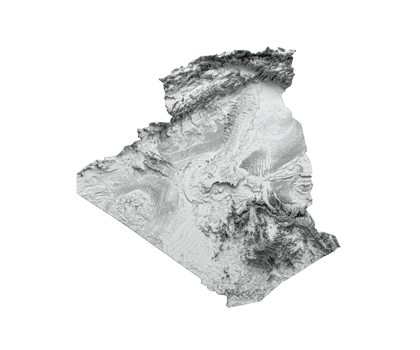 Algeria Map Shaded relief Color Height map 3d illustration png