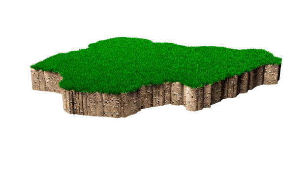 Nigeria Map soil land geology cross section with green grass and Rock ground texture 3d illustration png