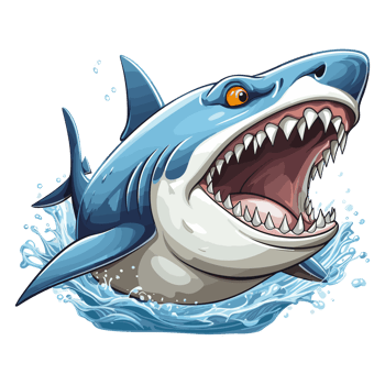 Shark opens mouth and looks angry sticker png