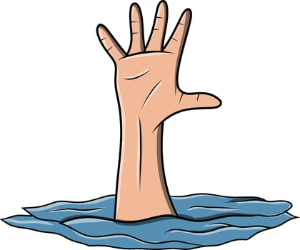 Human Hand drowing In Water Drawing vector