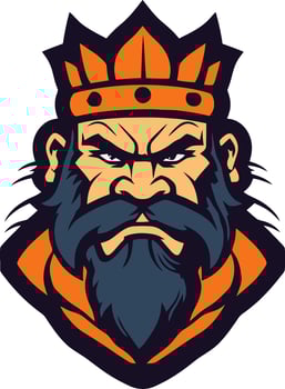the king mascot head with a beard and a crown vector