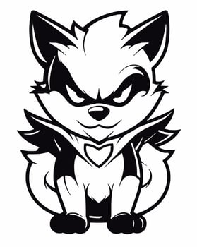a cartoon fox with wings and a heart vector