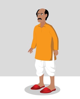 Indian village old man cartoon character Free Vector