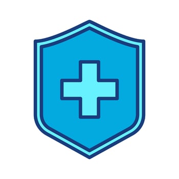 Immune system icon. Medical cross on shield. illustration isolated on white background vector