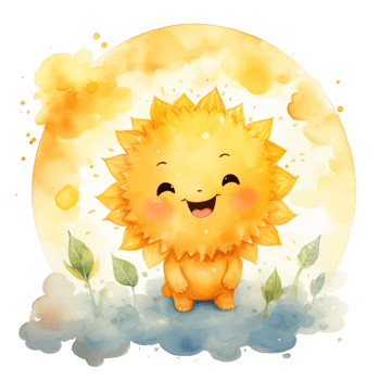 Watercolor cute cartoon sunflower happy time png