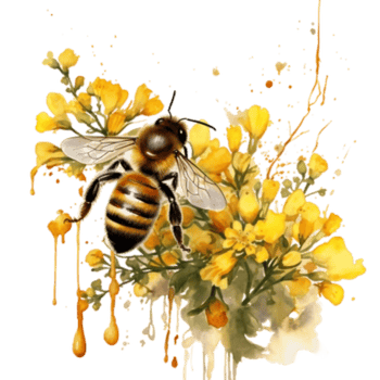 Watercolor Honey bee in summer time png