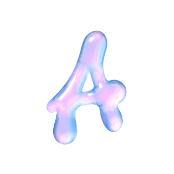 A alphabet with y2k liquid pastel hologram chrome effect png