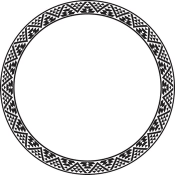 Vector monochrome round ornament of Native Americans, Aztecs. Circle border of the tribes of South and Central America.