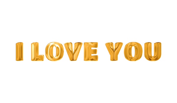 text i love you golden 3d digital technology png