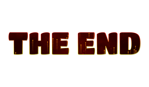 Text THE END 3d digital technology png