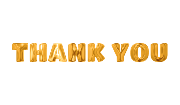 Text THANK YOU golden 3d digital technology png